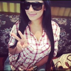 Express long sleeve plaid shirt